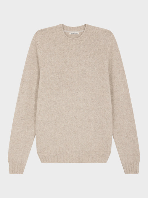 Pull col rond en laine mélangée marron - Father & Sons   - 4 