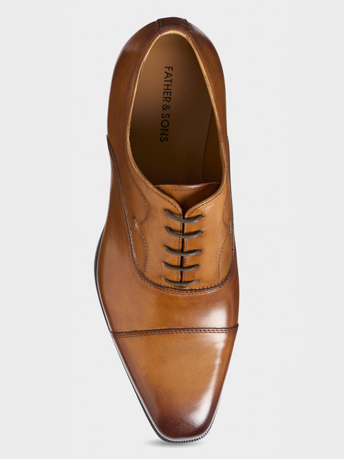 Richelieus en cuir lisse cognac - 2 - Father & Sons   - 8 