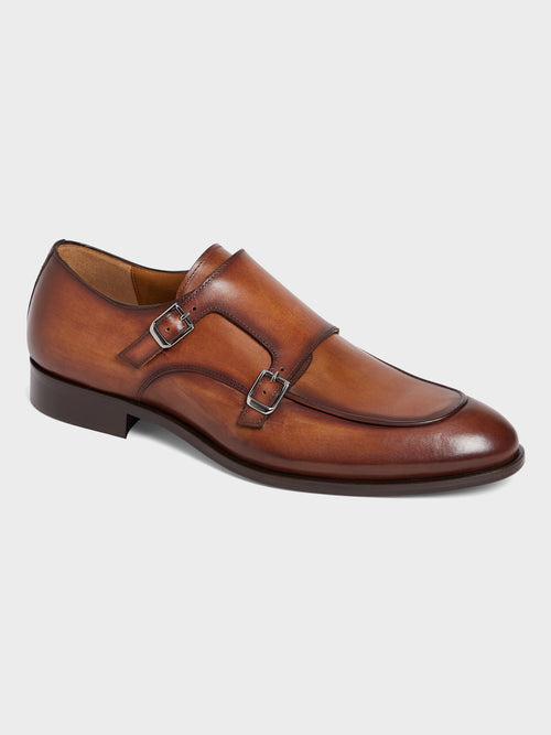 Chaussures à boucles en cuir lisse cognac - 1 - Father & Sons   - 3 