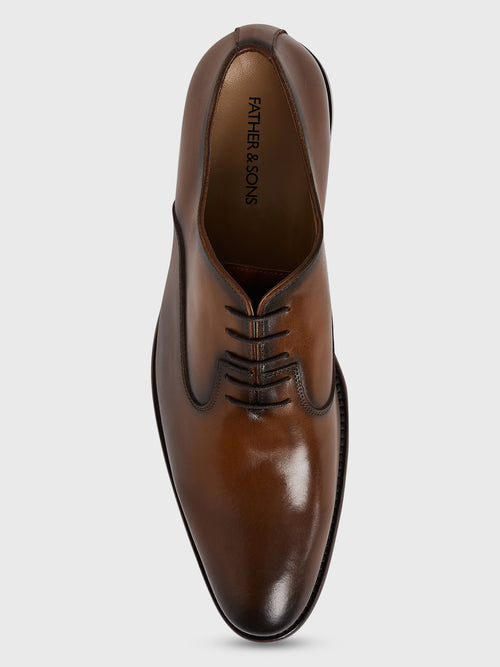 Richelieus en cuir lisse cognac - 2 - Father & Sons   - 7 