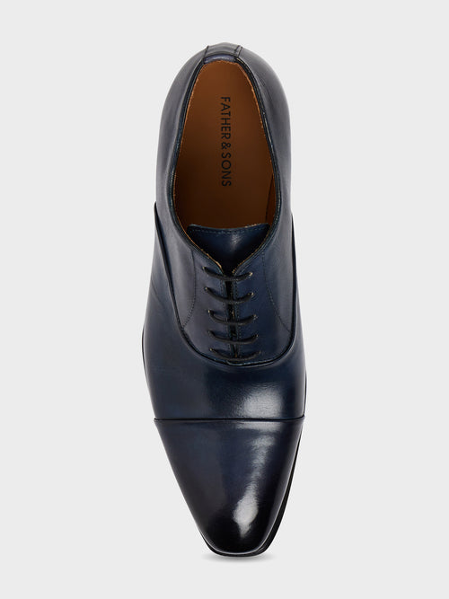 Richelieus en cuir lisse bleu marine - 2 - Father & Sons   - 8 