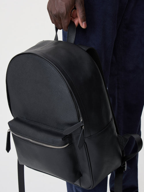 Sac à dos en cuir noir - Father & Sons   - 4 