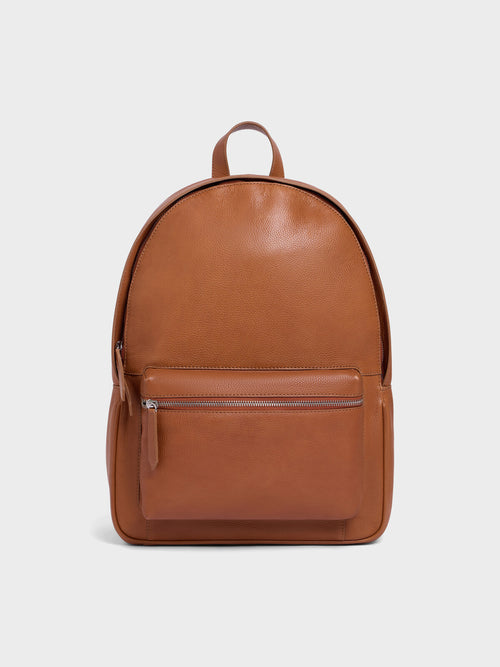 Sac à dos en cuir grainé cognac - 1 - Father & Sons   - 15 