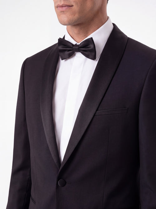 Smoking Slim en laine unie noire - Father & Sons   - 3 