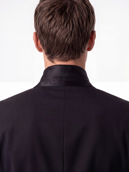 Smoking Slim en laine unie noire - Father & Sons   - 4 