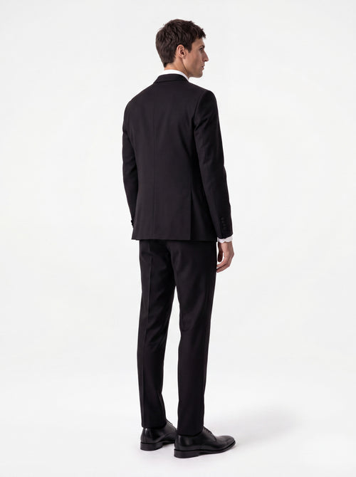 Smoking Slim en laine unie noire - Father & Sons   - 2 