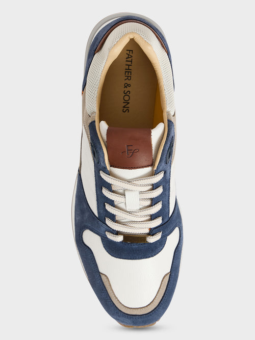 Baskets bi-matière bleu, blanc et beige - 2 - Father & Sons   - 10 