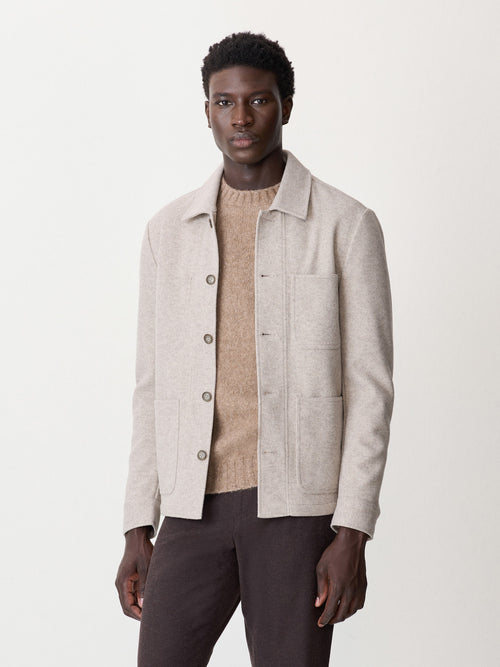 Surchemise en laine mélangée beige - 1 - Father & Sons   - 1 