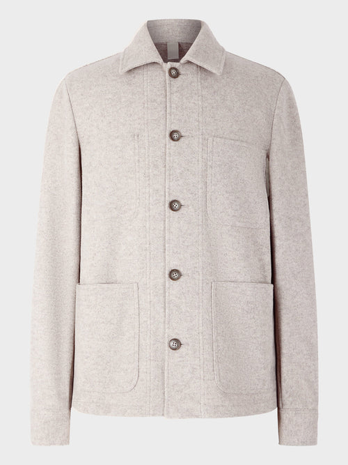 Surchemise en laine mélangée beige - Father & Sons   - 5 