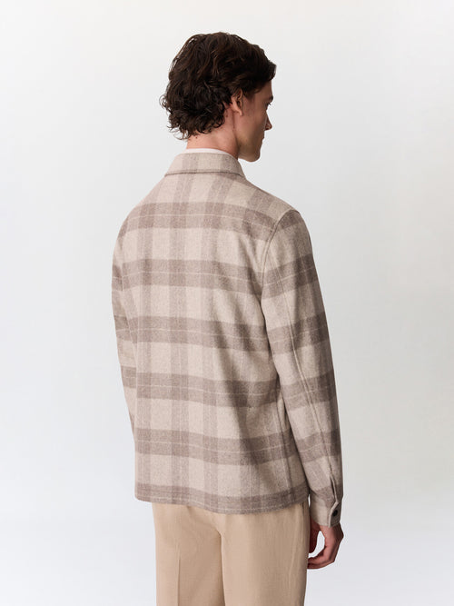 Surchemise en laine mélangée beige à carreaux - 2 - Father & Sons   - 15 