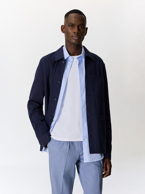 Surchemise en coton bleu indigo - 1 - Father & Sons   - 4 