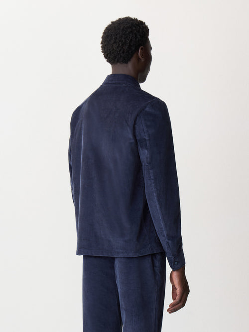 Surchemise en velours côtelé bleu indigo - 2 - Father & Sons   - 4 