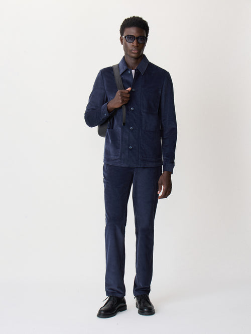 Surchemise en velours côtelé bleu indigo - Father & Sons   - 4 