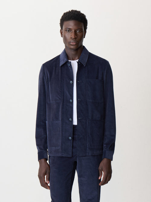 Surchemise en velours côtelé bleu indigo - 1 - Father & Sons   - 4 