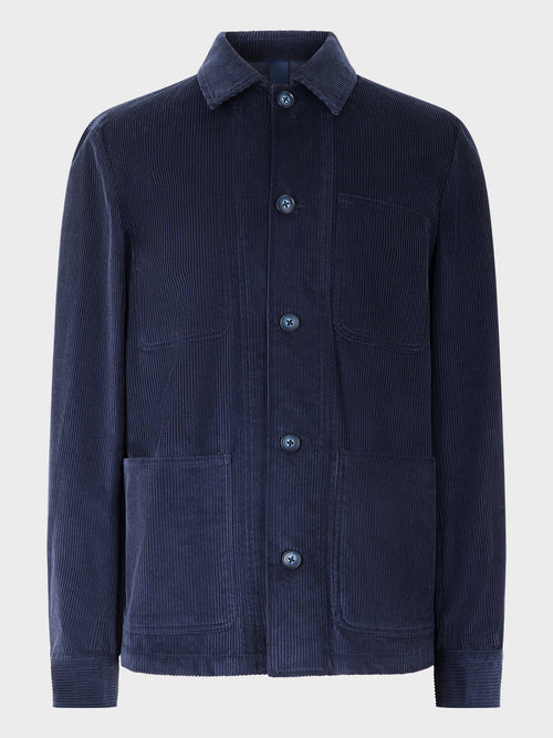 Surchemise en velours côtelé bleu indigo - Father & Sons   - 5 
