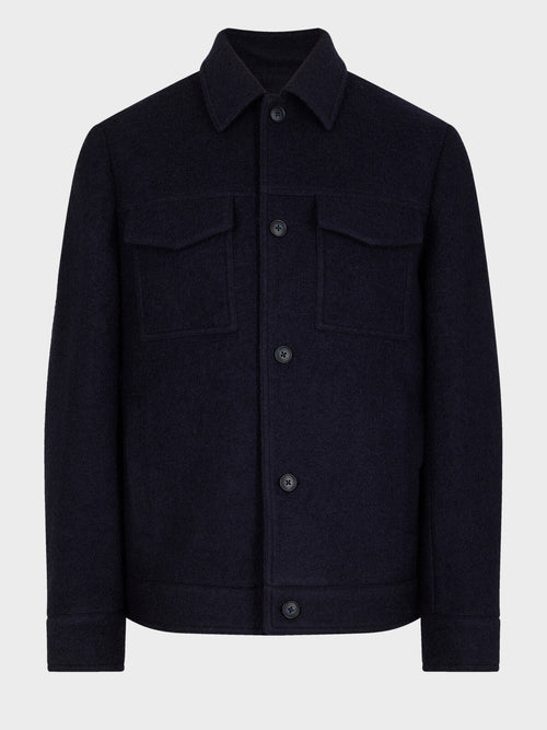 Surchemise en laine mélangée bleu marine - Father & Sons   - 1 