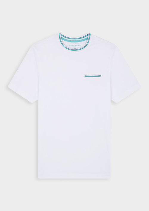 Tee-shirt manches courtes en coton col rond uni blanc - 1 - Father & Sons   - 7 