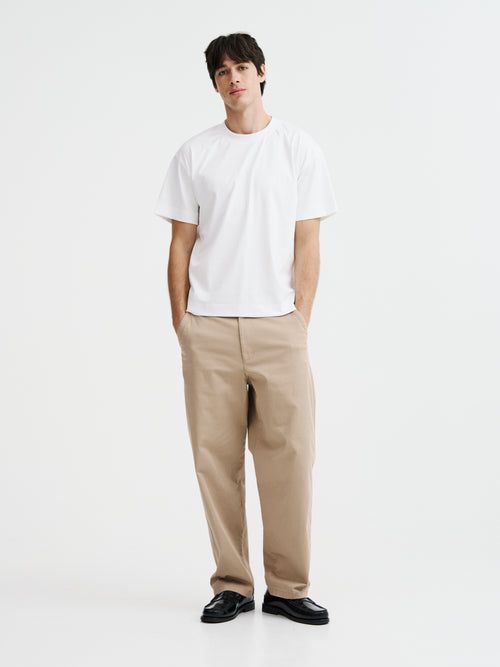 Tee-shirt oversize col rond en coton blanc - Father & Sons   - 5 