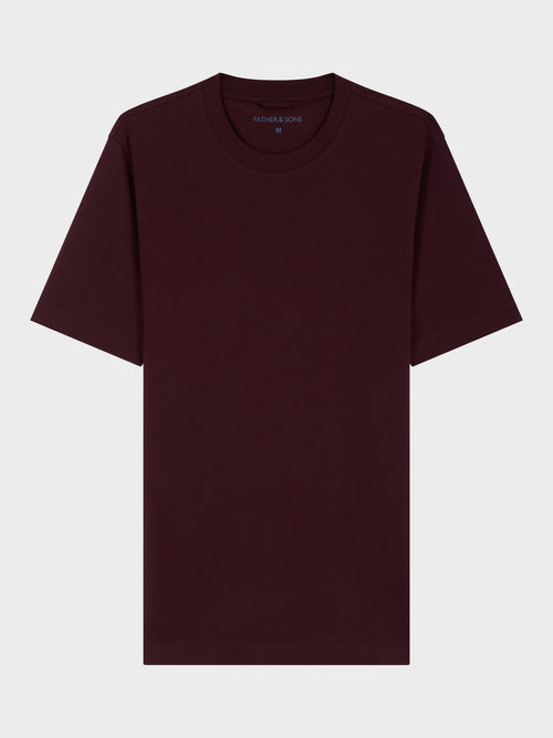 Tee-shirt col rond regular en coton bordeaux - Father & Sons   - 1 
