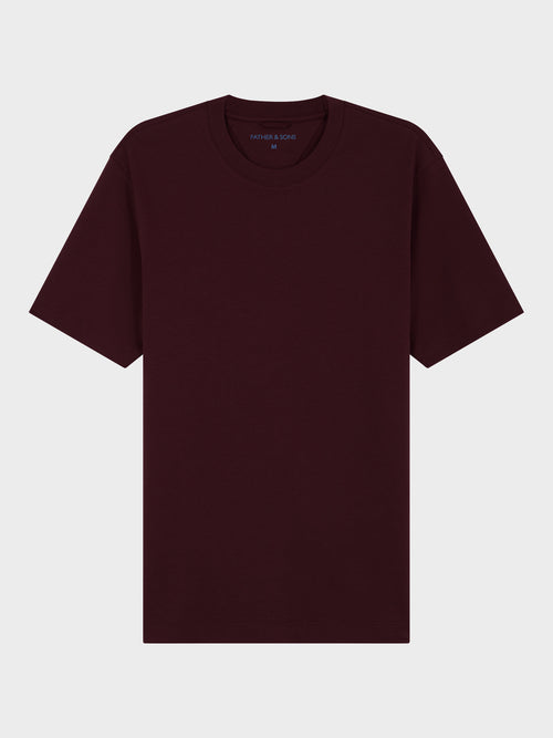 Tee-shirt col rond regular en coton bordeaux - 1 - Father & Sons   - 12 