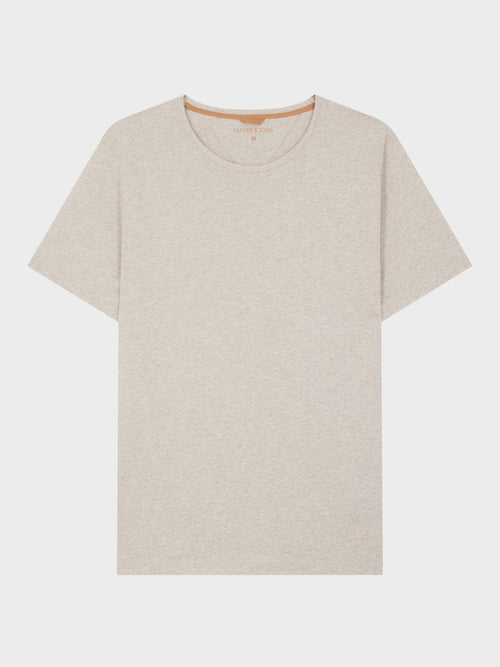 Tee-shirt col rond en coton beige - 1 - Father & Sons   - 16 