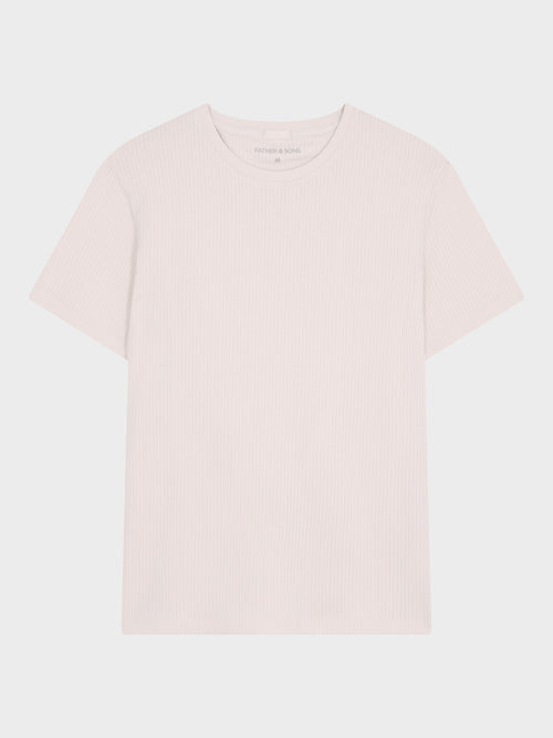 Tee-shirt col rond slim en maille beige - Father & Sons   - 4 