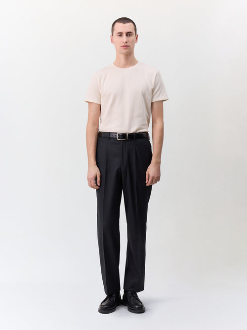 Tee-shirt col rond slim en maille beige - Father & Sons   - 3 
