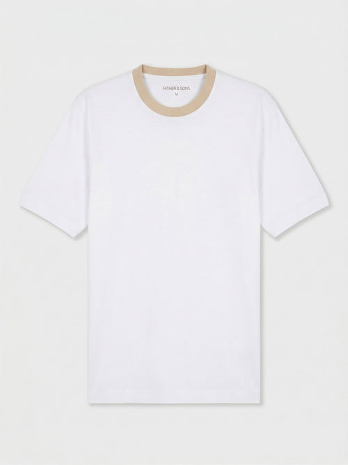 Tee-shirt col rond en coton blanc - 1 - Father & Sons   - 13 