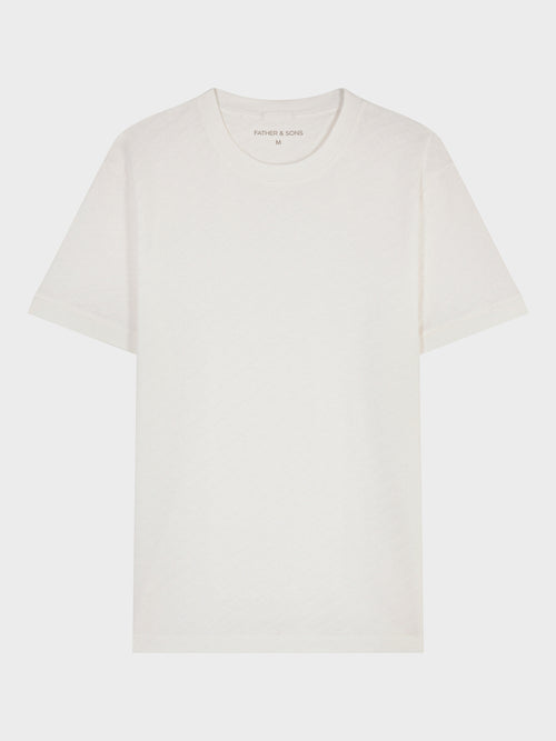 Tee-shirt col rond regular en maille blanche - 1 - Father & Sons   - 11 