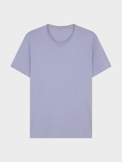 Tee-shirt col rond slim en coton bleu gris - 1 - Father & Sons   - 2 