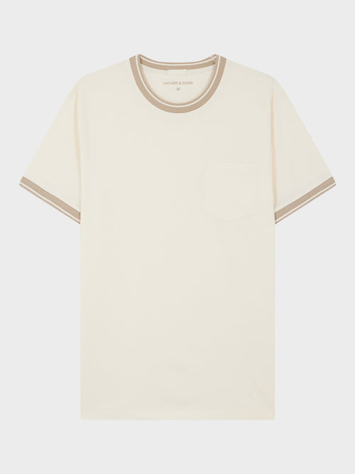 Tee-shirt col rond en coton écru - 1 - Father & Sons   - 17 