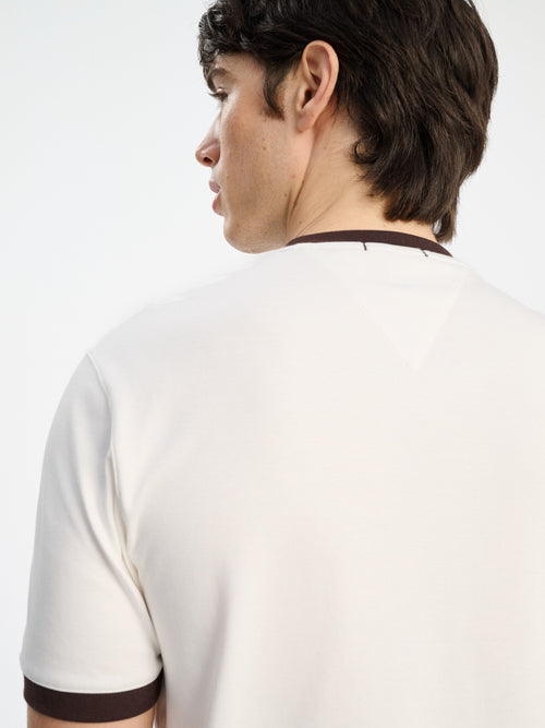 Tee-shirt col rond loose en coton écru - Father & Sons   - 4 