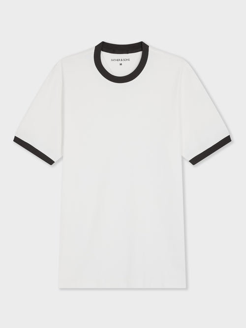 Tee-shirt col rond loose en coton écru - Father & Sons   - 6 