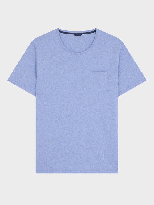 Tee-shirt col rond slim en coton bleu jeans - 1 - Father & Sons   - 16 