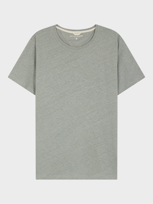 Tee-shirt col rond en coton et lin kaki - 1 - Father & Sons   - 16 
