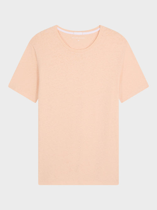 Tee-shirt col rond slim en lin et coton orange - 1 - Father & Sons   - 10 