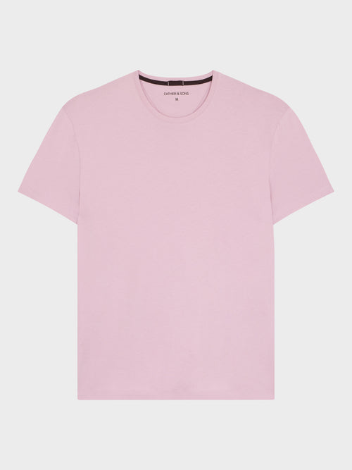 Tee-shirt col rond slim en coton rose - 1 - Father & Sons   - 18 
