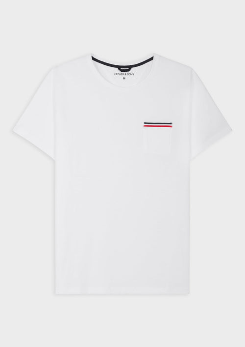 Tee-shirt manches courtes en coton col rond uni blanc - 1 - Father & Sons   - 11 