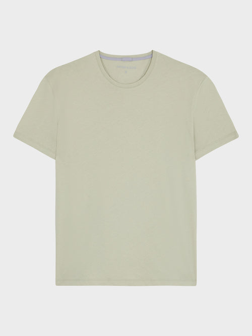 Tee-shirt col rond slim en coton vert d'eau - 1 - Father & Sons   - 17 