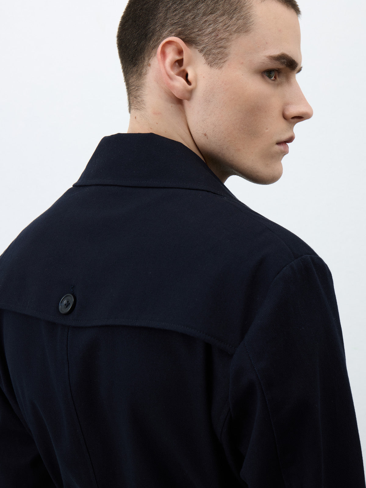 Trench Noir Ou Bleu Marine Pour Homme - Mélange Polyester/coton, Simple Boutonnage, Longueur Classique - Printemps, Automne, Hiver