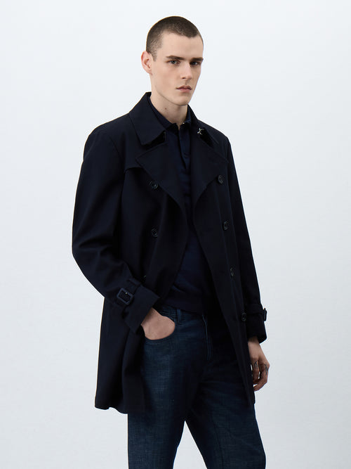 Trench croisé double boutonnage bleu marine - 1 - Father & Sons   - 4 