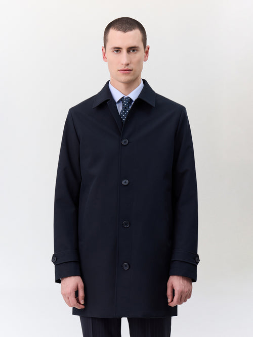 Trench droit bleu marine à parementure amovible - 1 - Father & Sons   - 1 