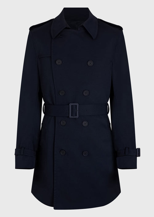 Trench Irrésistible croisé double boutonnage uni bleu marine - 1 - Father & Sons   - 10 