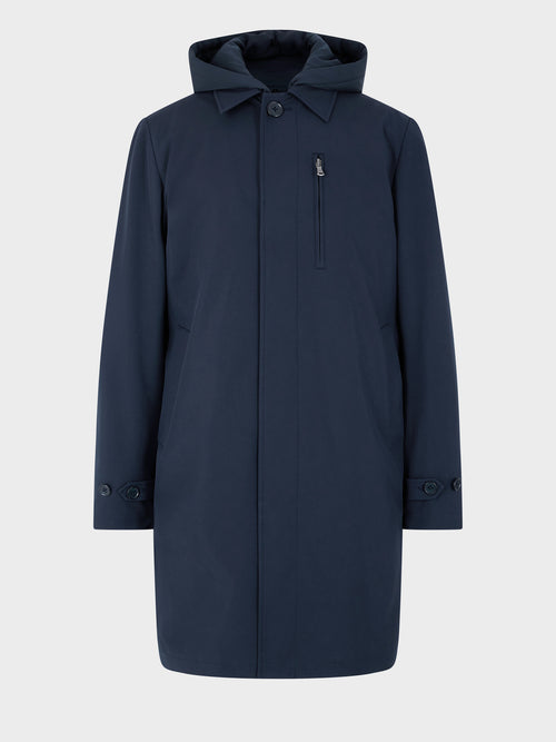 Trench droit bleu marine à capuche amovible - 1 - Father & Sons   - 11 