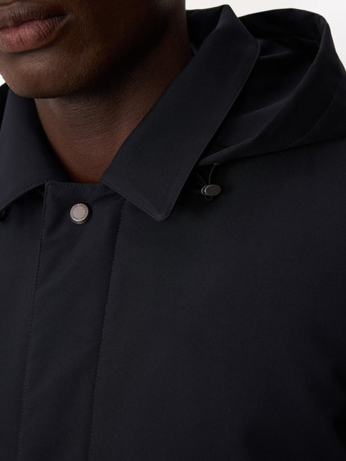 Trench droit bleu marine à capuche amovible - Father & Sons   - 5 