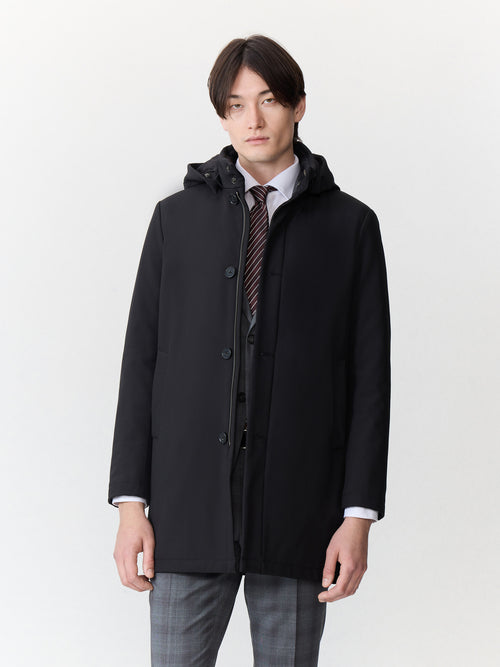 Trench droit noir à capuche amovible - 1 - Father & Sons   - 14 