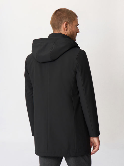 Trench droit noir à capuche amovible - 2 - Father & Sons   - 15 