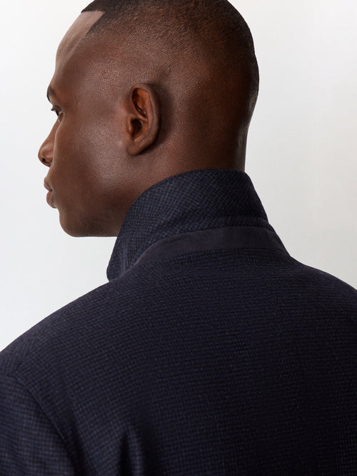 Veste regular en laine mélangée bleu indigo à carreaux - Father & Sons   - 3 