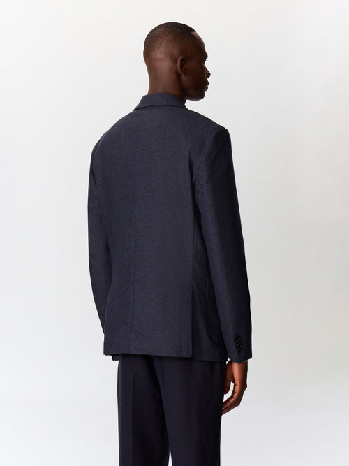 Veste regular en laine mélangée bleu indigo à carreaux - 2 - Father & Sons   - 15 