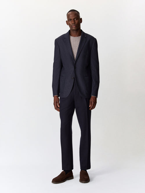 Veste regular en laine mélangée bleu indigo à carreaux - Father & Sons   - 7 